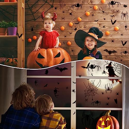 120 Pieces Halloween Bat and Spider Window Clings - Non-Adhesive Vinyl Decorations for Home & Office - Variation of THIS listing