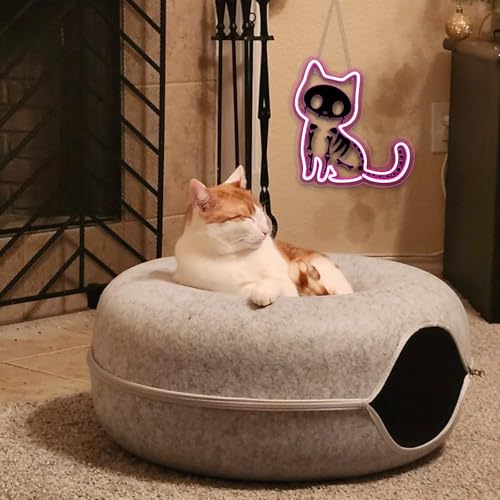 Pink Cat Neon Sign - Cute Animal Neon Light for Pet Spaces with Variation Colorful A Cat