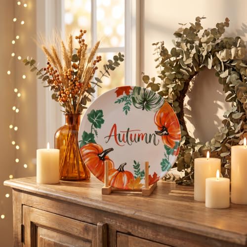 Pumpkin Fall Melamine Dinner Plates Set of 6 - 10 Inch Halloween & Thanksgiving