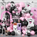 Halloween Balloon Arch Kit Black Pink Ghost Bat Decorations Party Supplies