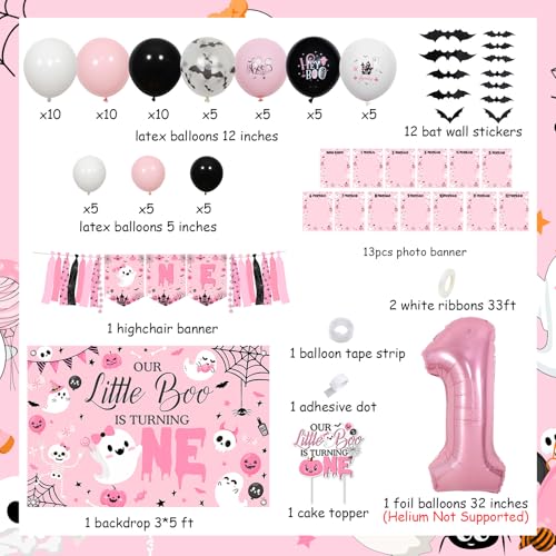 Halloween Girl Birthday Decorations Balloon Kit with Banner, Cake Topper & Wall Stickers
