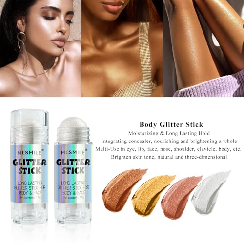 Multi-Use White Roll-On Face & Body Glitter Stick - Moisturizing & Brightening - Portable Cosmetic