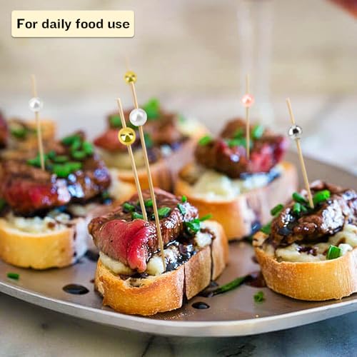 800pcs Gold, Silver, White & Pink Pearl Cocktail Toothpicks for Appetizers & Party Decor - Festive Skewers