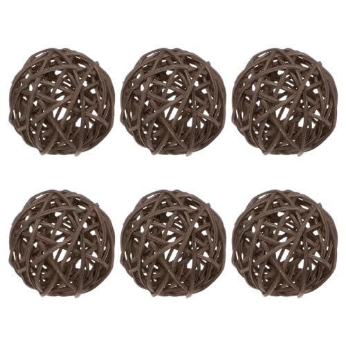 6-Pack 3.2 Inch Wicker Rattan Balls - Brown Decorative Vase Fillers