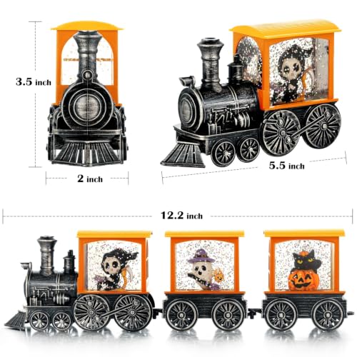 Halloween Train Snow Globe Skeleton Reaper Black Cat Pumpkin Ghost - Priddop Halloween Decorations