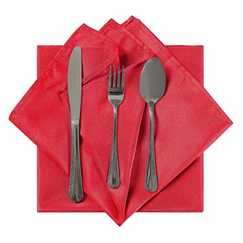 Red Cloth Napkins 17x17 Inch Washable Polyester Dinner Napkins - 100PCS, Elegant Tableware for Wedding & Events