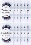 12 Pack False Eyelash Set Natural Black Human Hair Strips for Makeup