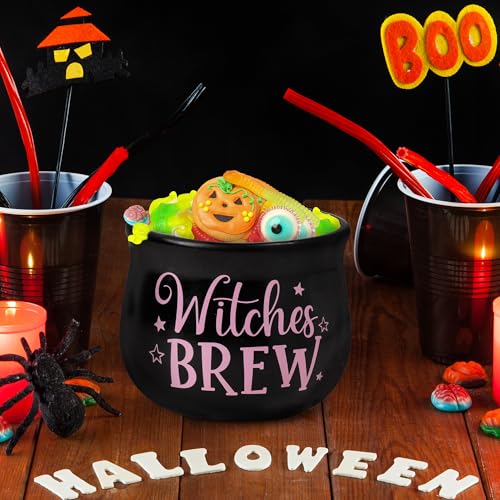Halloween Candy Dish Cauldron - Mini Ceramic Witches Brew Bowl for Trick-or-Treat