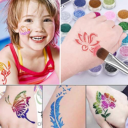 Water Soluble Glitter Glue Set - 8ml Brush Bottles for Body & Face Art, Halloween & Party Makeup (4 Pieces)