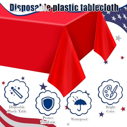 24 Pcs Fall Halloween Disposable Plastic Tablecloth - Red Blue White