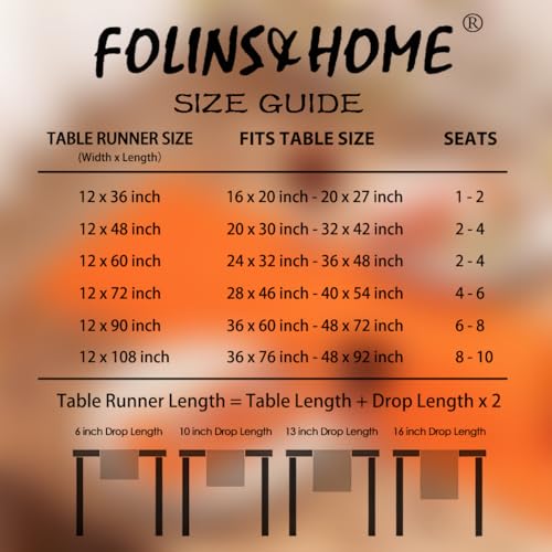 Orange Waterproof Decorative Table Runner 108 Inches Long - FOLINS&HOME