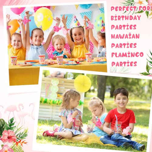 Light Flamingo Party Favors Slap Bracelets - Pack of 8 Plush Animal Gifts