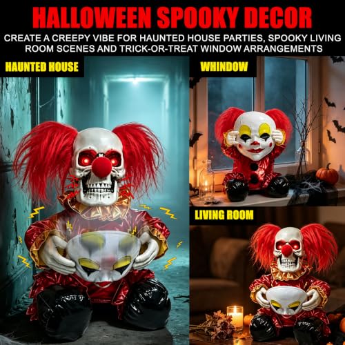 Animatronic Face Ripping Clown Decoration for Haunted House Halloween Scare
