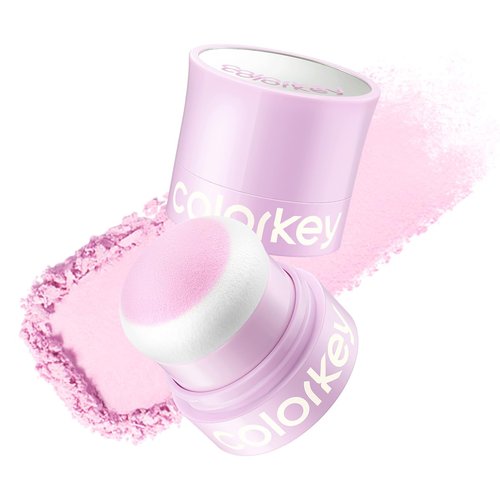 COLORKEY Shimmering Pudding Powder Blush - Lightweight & Smooth, Naturally Luminous Finish | 3.2g (01 Violet)