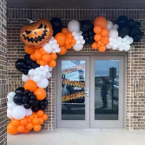 Halloween Fall Balloon Arch Kit - 117 Pcs Orange Black White Party Decorations