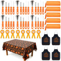 Halloween Pumpkin Carving Kit with 6 Tools, 6 Aprons, 6 Ribbons, 2 Tablecloths - Orange / 20