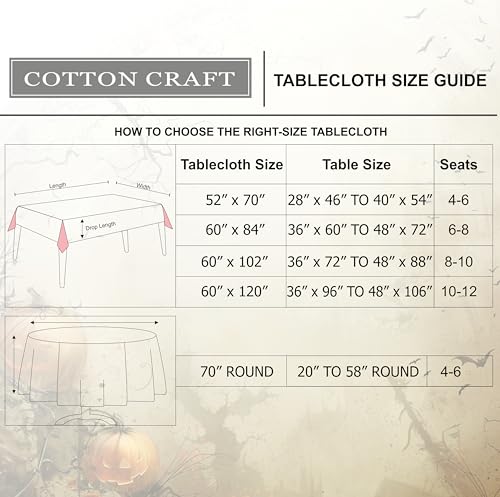 Halloween Spider Web Cotton Tablecloth - Black White 60x84 Inch Rectangular