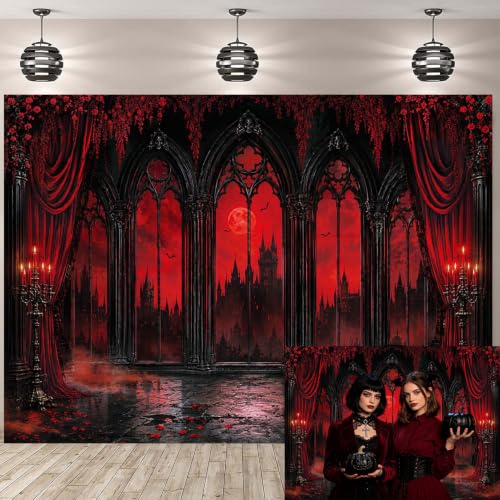 Gothic Halloween Backdrop 7x5FT Vampire Castle Haunted House Banner Decorations