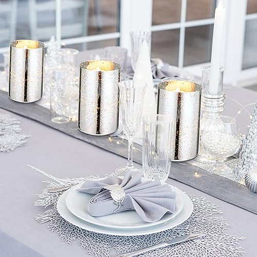 12-Pack Silver Glass Vases for Flower Centerpieces - 6 Inches Tall