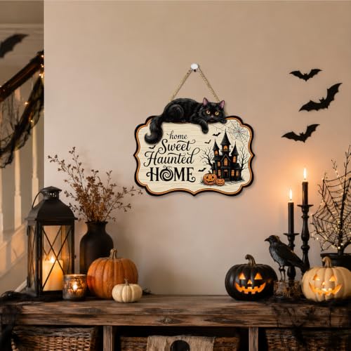 Halloween Black Cat Wreath Decoration for Front Door - Halloween 01