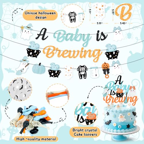 Halloween Baby Shower Decorations Set with Banners Balloons and Cake Toppers