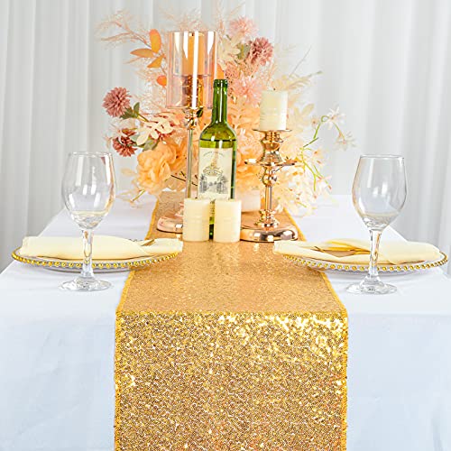 Gold Sequin Tassel Table Runner 12x72 Inches Christmas Wedding Party Decor