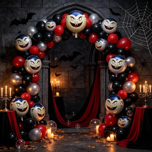 Halloween 4D Vampire Head Foil Balloons - Spooky Party Decorations, 2 Pack