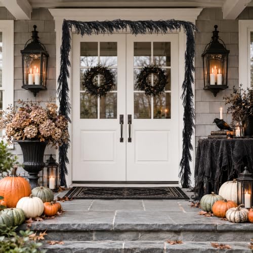 Black Pine Garland Halloween Faux Norfolk 5.9 Feet - Gothic Decor, Variation 1