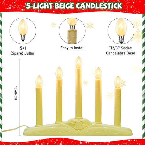 Ivory 5 Light Electric Window Candles Christmas Candle Lights with Spare Bulb