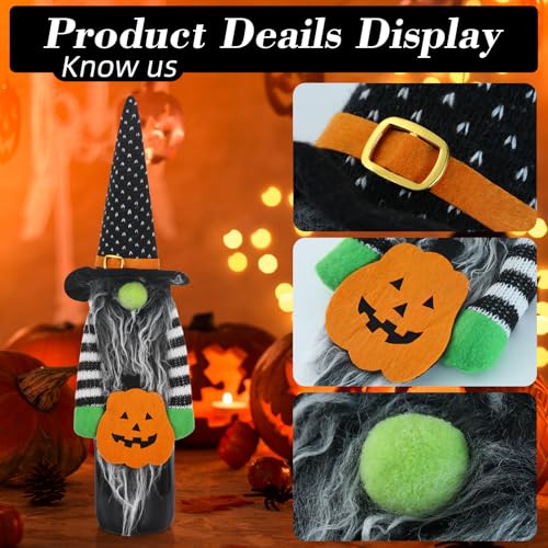 Halloween Gnome Wine Bottle Covers Set - 2pcs Fall & Party Decor