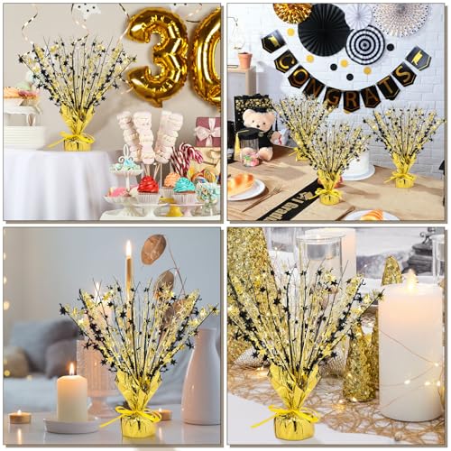 Crowye Black Gold Foil Spray Centerpiece Set - 18 Party Table Decorations - Variation: Black Gold