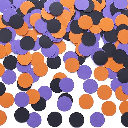 Confetti Table Decoration Set - Purple, Black, Orange, 200pcs, 1.2"