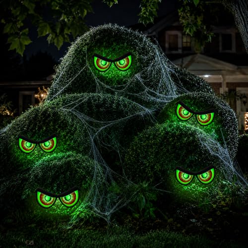 Green Halloween Eye Lights - Solar Spooky Eye Decorations, 5 Pack