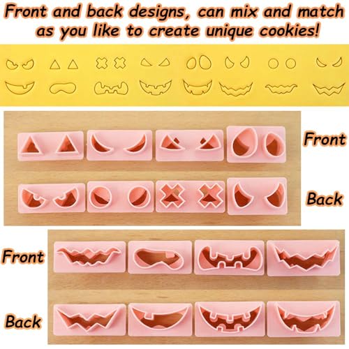 Mini Pumpkin Cookie Cutters - Halloween Raised Design Cookie Stamps - Pumpkin Variation