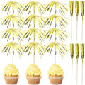 Gold Firework Cupcake Toppers - 200 Pcs Party Decoration & Cake Picks