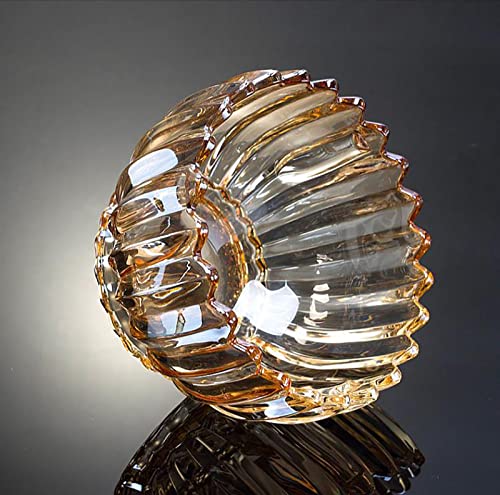 Amber Glass Candy Plate with Cover - Decorative Crystal Fruit Bowl