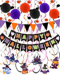 Halloween Party Decorations Kit - Banner, Bunting, Streamers & Poms - Indoor Halloween