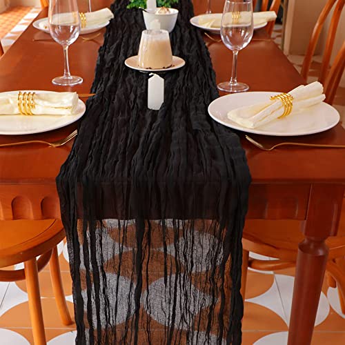 Black Cheesecloth Table Runner 10 Ft Long Boho Wedding Decor - Variation of THIS listing