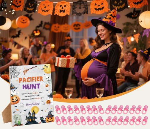 Halloween Baby Shower Pacifier Hunt Game - Spooky Night Variation, 51 Pcs