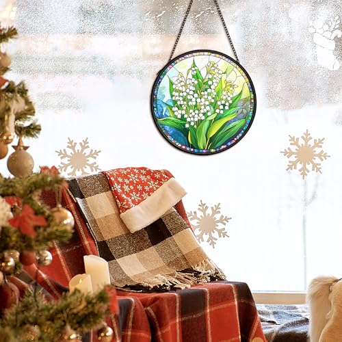 Floral Whimsical Suncatcher - Stained Glass Window Hanging Decor, 7.9 Inch, Variation of THIS listing