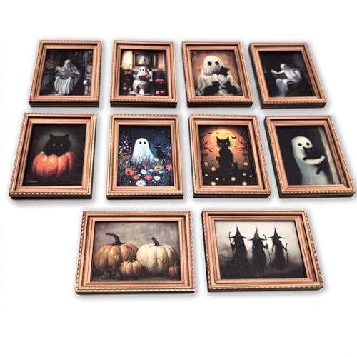 Halloween Fridge Magnets with Ghost and Black Cat - 6 Pcs Halloween Decoration Set