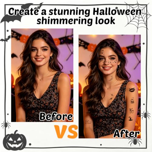 Halloween Face Stickers Black - 28 Sheets Kids & Adults Spooky Makeup Accessories