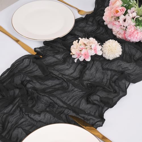 Black Cheesecloth Table Runners 8 Pack 21x120 Inch Rustic Boho Wedding Party Decor