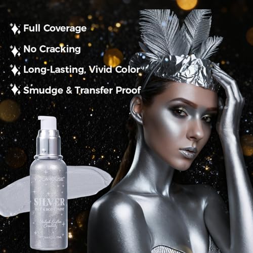 Gold Face & Body Paint - Washable, Long-Lasting, Highly Pigmented for Halloween & Stage Makeup - 75ml