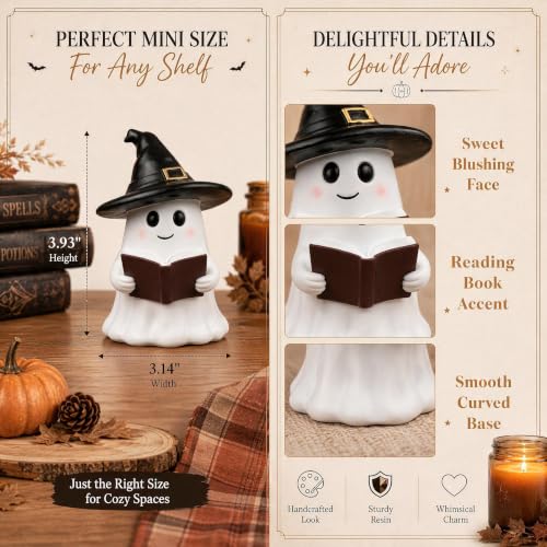 Small Reading Ghost Figurine Halloween Indoor Decor Cute Home Decoration