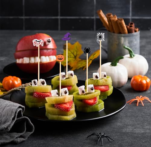 Halloween Cocktail Picks Ghost Pumpkin Spider Boo Bat Theme Decor - 100pcs - Crafterlife