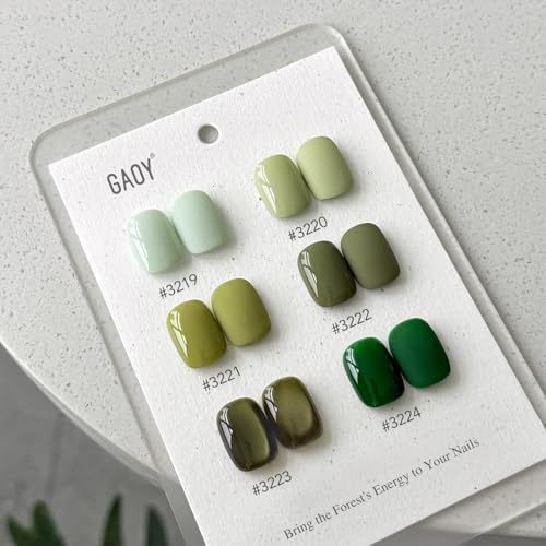 Gel Nail Polish Set - 6 Dark Green Colors with Enchanted Forest Variation