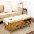 Pure Linen Table Runner 14x60 Inch Natural & White Striped - Handcrafted