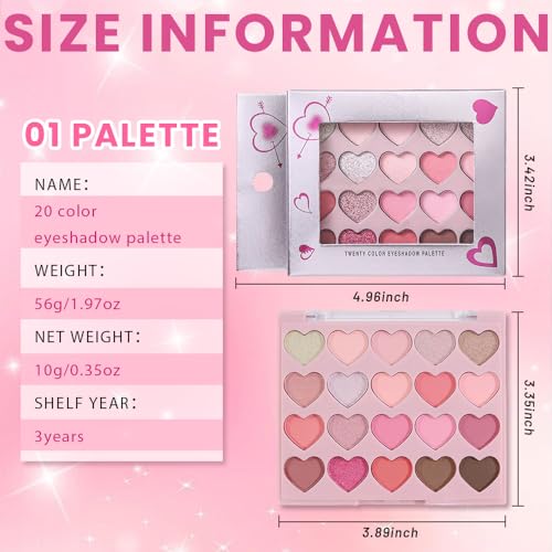 SUAKE Nude Pink Eyeshadow Palette 20 Colors - Matte & Shimmer, Vibrant & Blendable, Variation 01