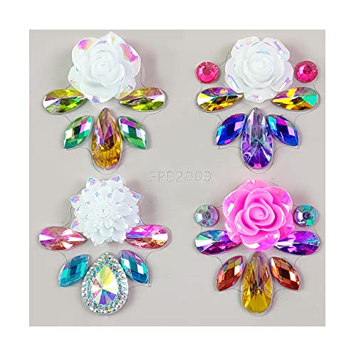 Rainbow Rhinestone Face Gems and Eyebrow Stickers for Festival Makeup